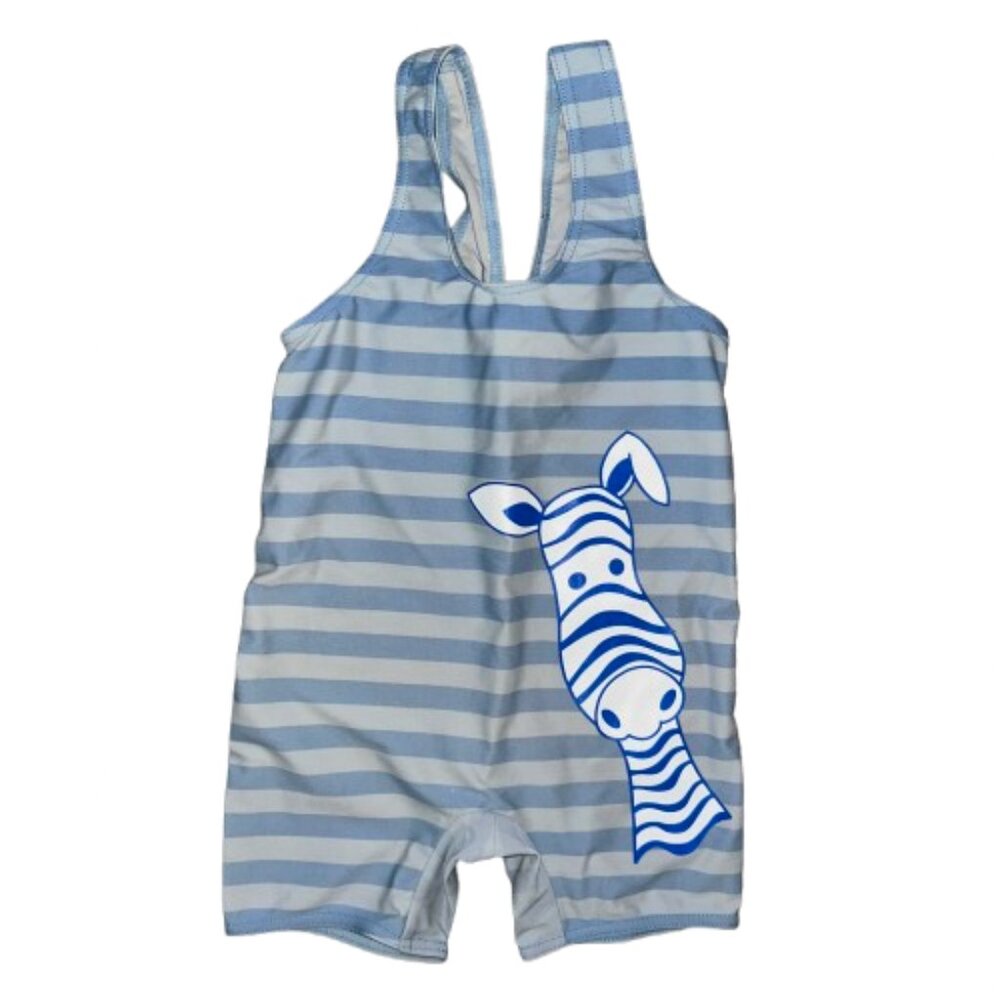 FINN WEAR Boys Baby 9-12 months swim one piece Striped Swim Overalls giraffe